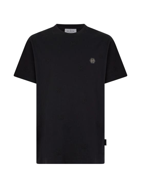 26SS 필립 플레인 반팔 티셔츠 MTK8729 PJY002N02 Black