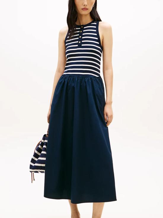 26SS 타미힐피거 미디 원피스 WW0WW49628 0X3 Blue - TOMMY HILFIGER