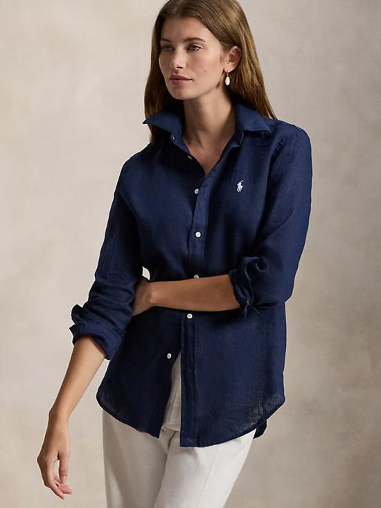 26SS 폴로 랄프로렌 포니 자수 리넨 셔츠 (211970730009) 211970730 519 NAVY - POLO RALPH LAUREN