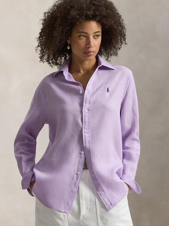 26SS 폴로 랄프로렌 포니 자수 리넨 셔츠 (211970730009) 211970730 513 PURPLE - POLO RALPH LAUREN