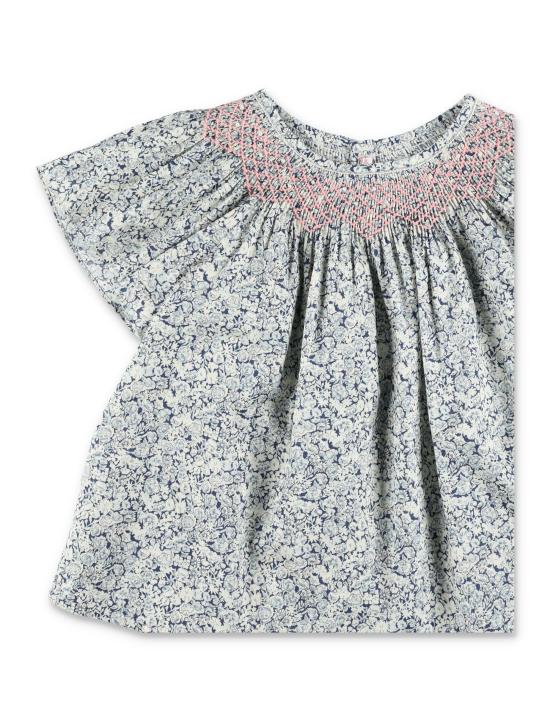 26SS [키즈] 봉쁘앙 티셔츠 S06GBLW00014 519A BLUE FLORAL PRINT - BONPOINT