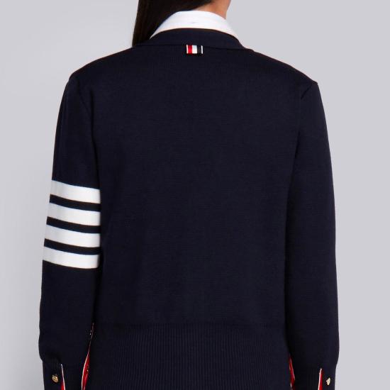 26SS 톰브라운 파인 메리노 울 4바 클래식 V넥 가디건 FKC207A 00014 415 Blue - THOM BROWNE