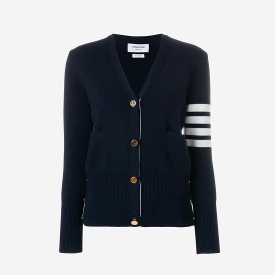 26SS 톰브라운 파인 메리노 울 4바 클래식 V넥 가디건 FKC207A 00014 415 Blue