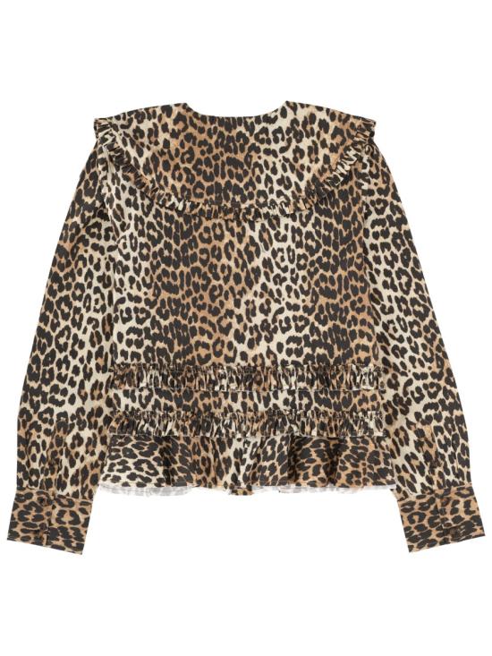 26SS 가니 레오파드 프린트 러플 셔프 A1040119 859 ANIMALIER - GANNI