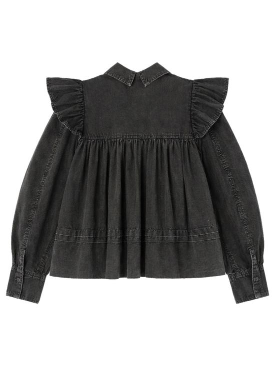 26SS 가니 워시드 프릴 블라우스 A1040061 099 BLACK - GANNI