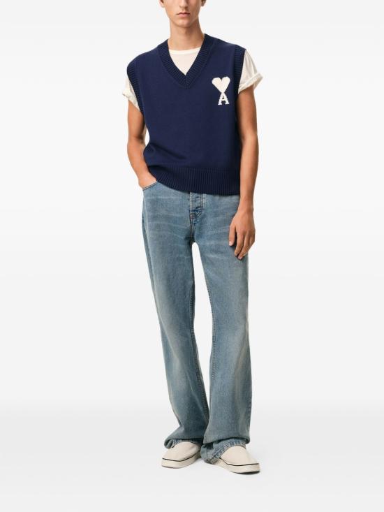 26SS 아미 스웨터 UKS860 KN0156A116 Blue - AMI