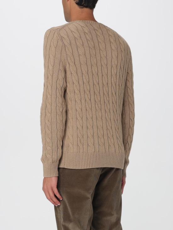 25FW 폴로 랄프로렌 로고 자수 케이블 니트 스웨터 710775885 517 Sand - POLO RALPH LAUREN