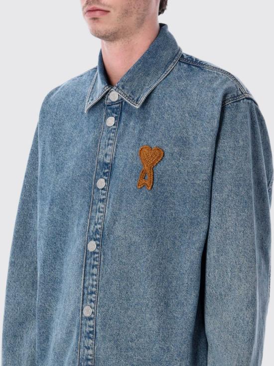 26SS 아미 ADC 코튼 니트 오버셔츠 UJK897DE0046 480 Blue - AMI