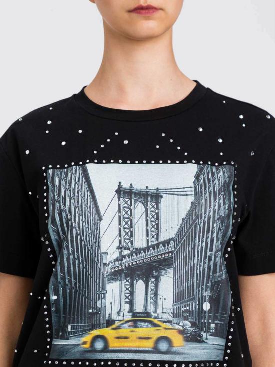 26SS 액티튜드 트윈세트 반팔 티셔츠 261AP2164 13295 Black - ACTITUDE TWINSET