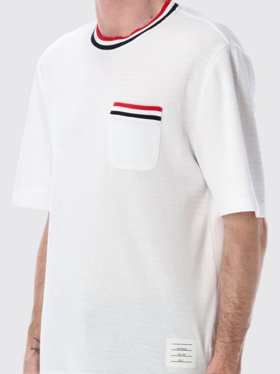 26SS 톰브라운 포인텔 코튼 티셔츠 MJS259AJ0153 100 White - THOM BROWNE