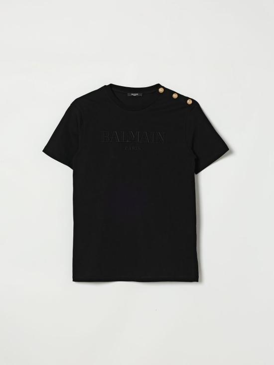 26SS [키즈] 발망 티셔츠 BY8Q81Z3672 930OR Black