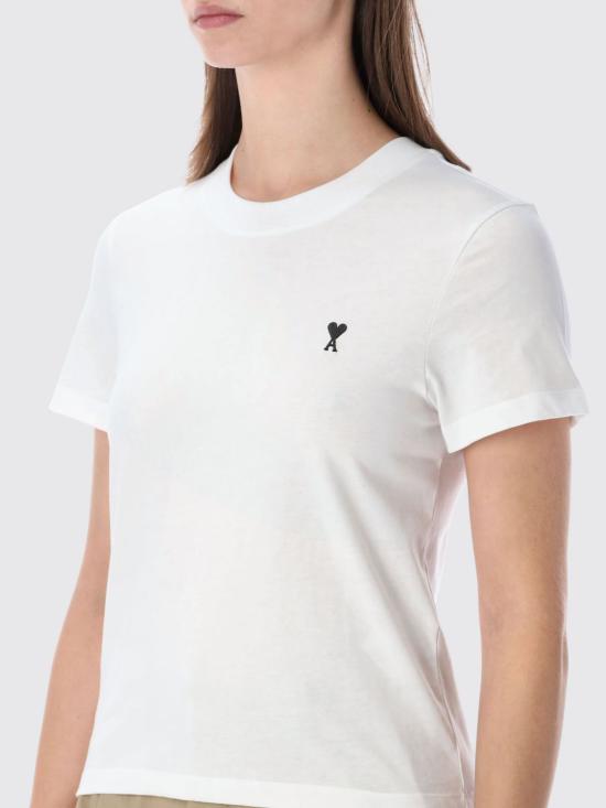 26SS 아미 스몰 하트 로고 코튼 크롭 티셔츠 FTS347724 100 White - AMI