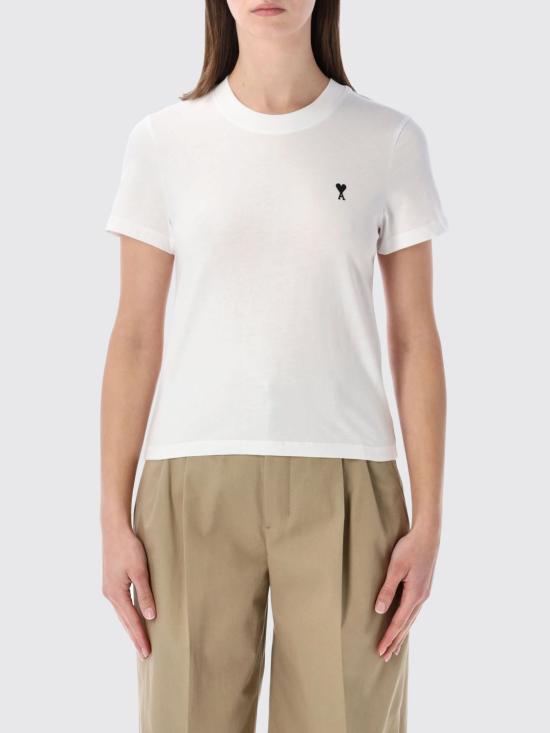 26SS 아미 스몰 하트 로고 코튼 크롭 티셔츠 FTS347724 100 White