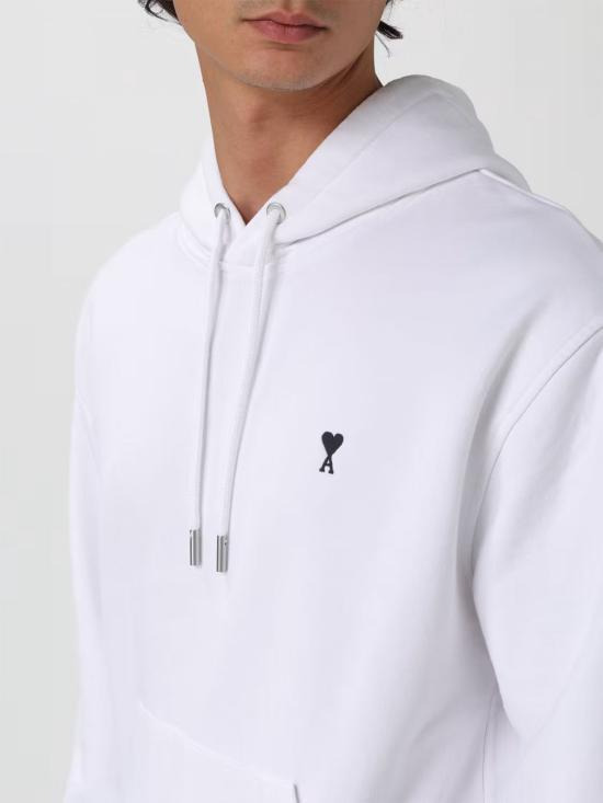 26SS 아미 스몰 하트 로고 후드 티셔츠 HSW764730 100 White - AMI