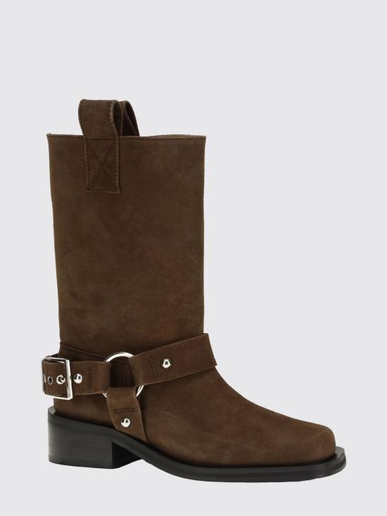 26SS 가니 미드 샤프트 바이커 스웨이드 부츠 B1010095 979 Coffee - GANNI