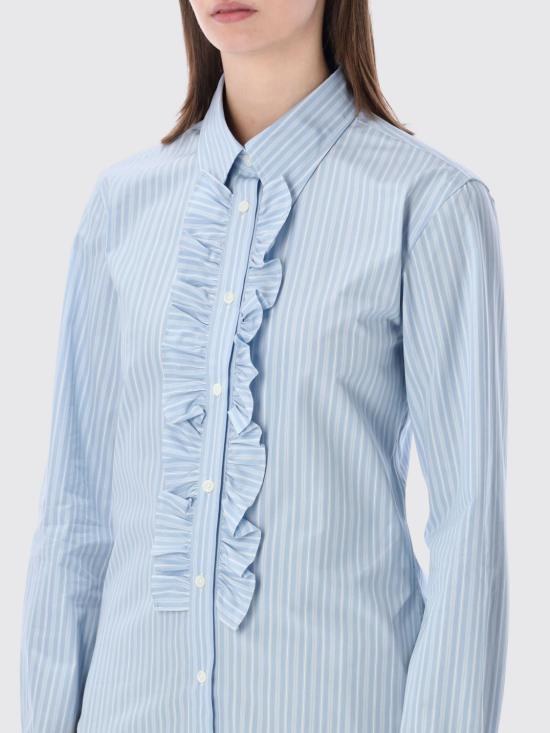 26SS 아미 코튼 롱 슬리브 러플 어드저스티드 셔츠 캐시미어 FSH821CO0219 4844 Blue - AMI