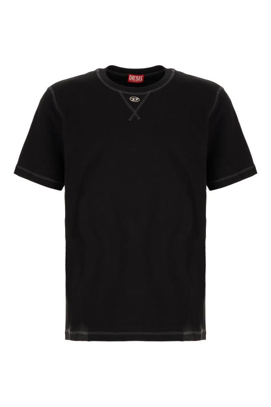 26SS 디젤 오벌 D 크루넥 티셔츠 A199630AIJU 9XX BLACK