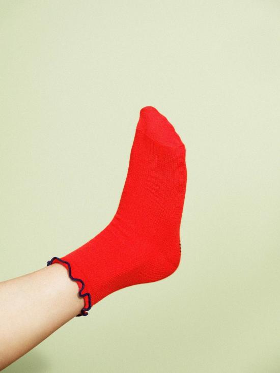  한셀 프롬 바젤 양말 써멀 러플 스포티 그립 크루삭스 레드 - HANSEL FROM BASEL