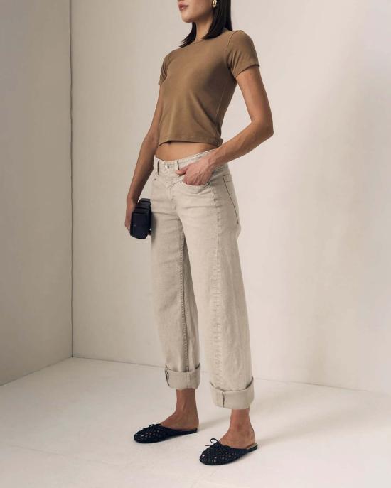  르장 데님 팬츠 Le Jean 셀레나 크롭 커프 진 - LE JEAN