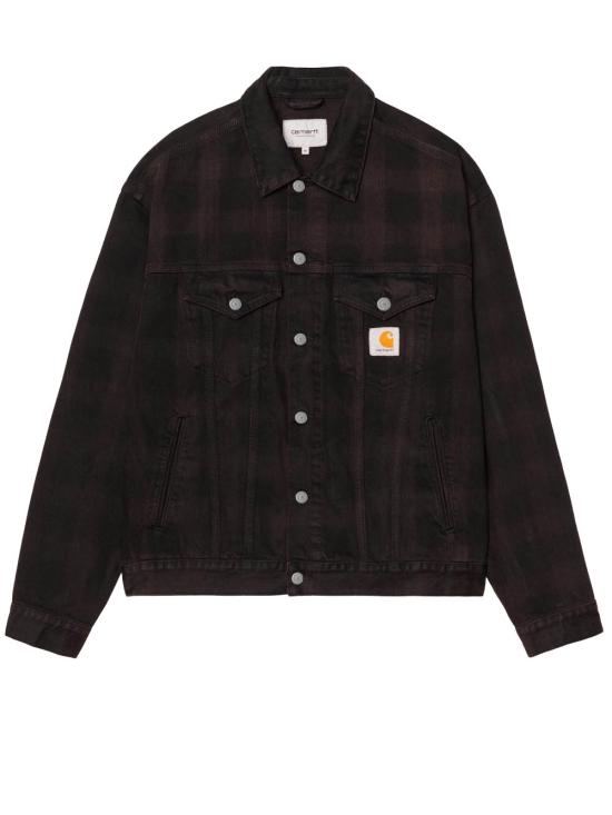 26SS 칼하트 WIP 데님 자켓 I0362663HVGD EVERSON PRINT BLACK PALISANDER GARMENT DYED DOM