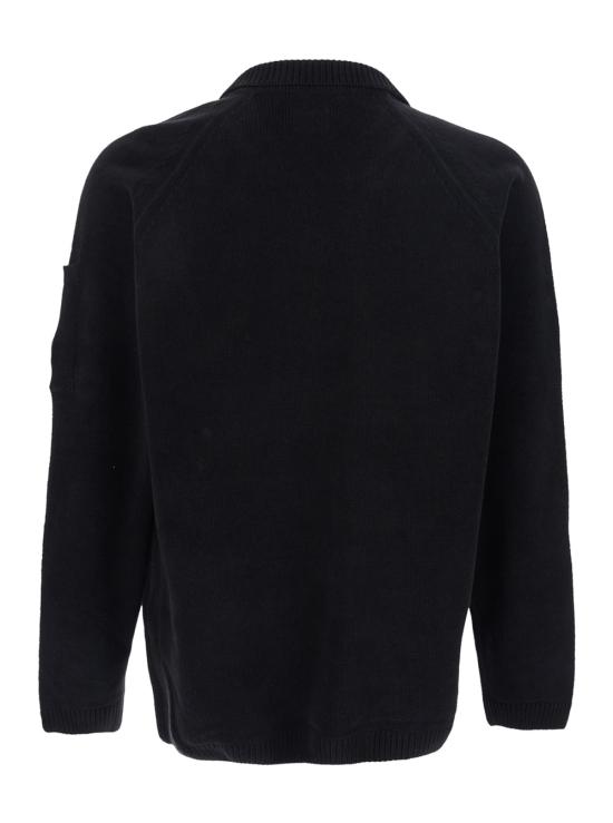 26SS 씨피 컴퍼니 코튼 셔닐 폴로 렌즈 스웨터 20CMKN118A 005687G 999 BLACK DOM - C.P. COMPANY