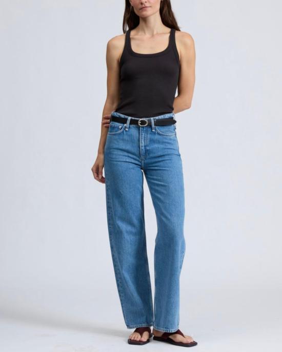  랙앤본 민소매 티셔츠 Rag & Bone The Essential Rib Wide String Tank Black