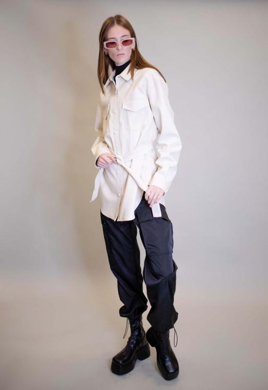  더 엔케이씨 스토어 가죽 자켓 NKC 스토어 아리엘 셔켓 재킷 크림 - The NKC Store