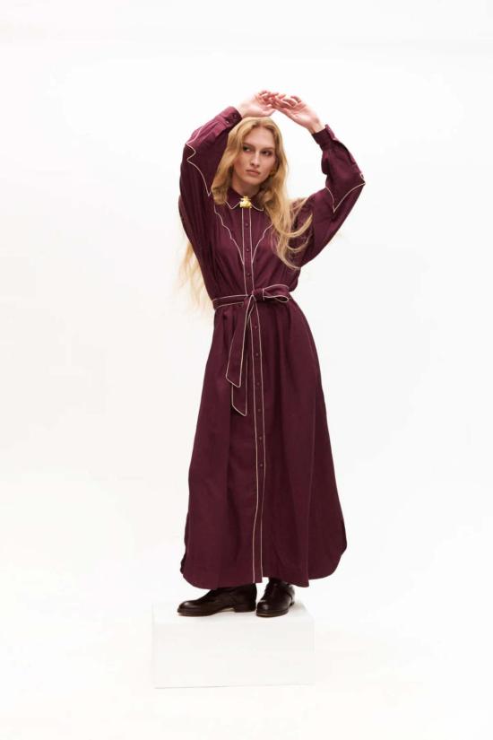  캐롤리나 케이 롱 스커트 캐롤라이나 K 로데오 드레스 버건디