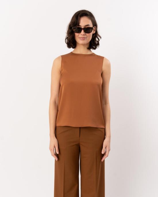  띠어리 블라우스 시어리 스트레이트 쉘 탑 브라이트 코냑