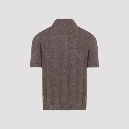 26SS 브루넬로 쿠치넬리 와이드 립 코튼 리넨니트 폴로셔츠 M2L707815 CNO22 NOCCIOLA - BRUNELLO CUCINELLI