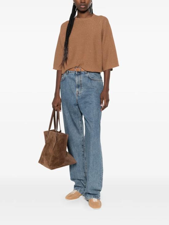 26SS 파비아나 필리피 반팔 티셔츠 MAD266F349 D2731268 Brown - FABIANA FILIPPI