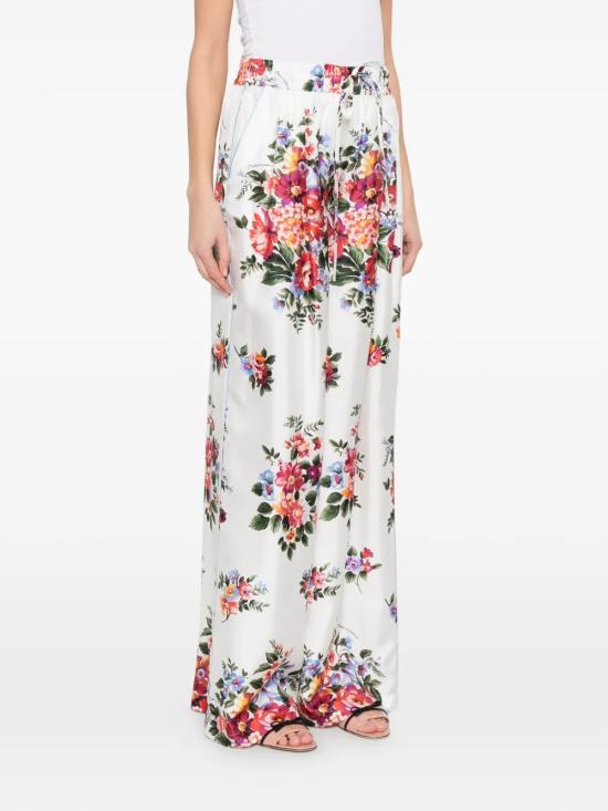26SS 돌체앤가바나 플라워 부케 프린트 트윌 트라우저 FTDBNT IS11IHA5ZO White - DOLCE & GABBANA