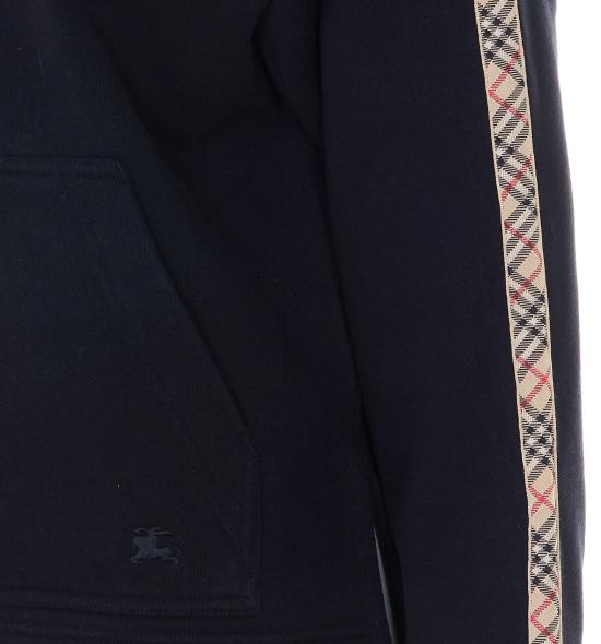 26SS 버버리 체크 트리밍 코튼 지퍼 후디 8121158 A1189 Black - BURBERRY