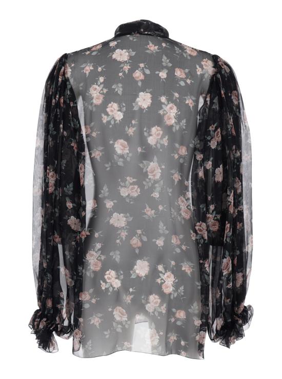 26SS 돌체앤가바나 빈티지 로즈 프린트 쉬폰 탑 F7BL0T1S10RHN5XQ Black - DOLCE & GABBANA
