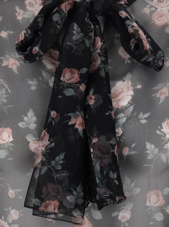 26SS 돌체앤가바나 빈티지 로즈 프린트 쉬폰 탑 F7BL0T1S10RHN5XQ Black - DOLCE & GABBANA