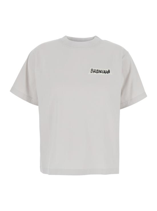 26SS 발렌시아가 마스킹 테이프 티셔츠 850990TTVL69012 White