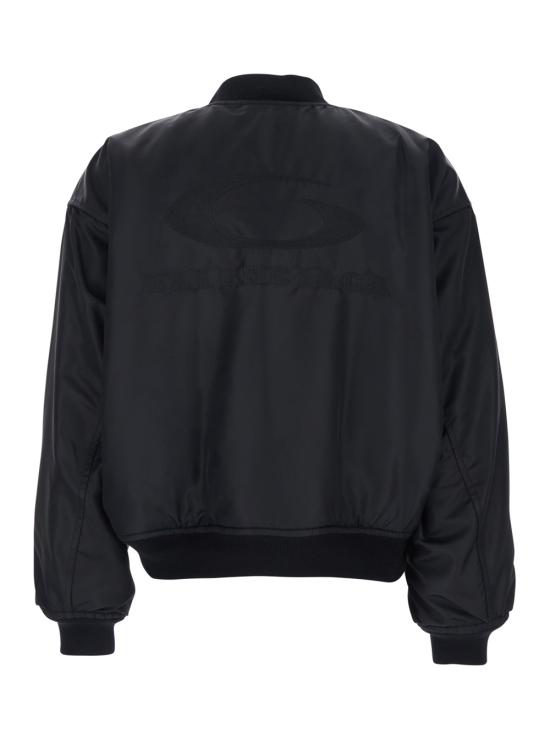 26SS 발렌시아가 백 톤온톤 루프 스포츠 아이콘 자수 보머 재킷 857679TMO131000 Black - BALENCIAGA