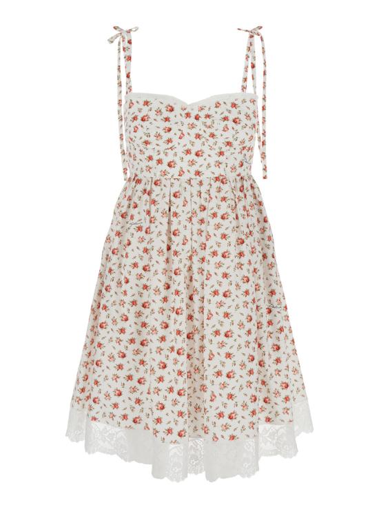 26SS 돌체앤가바나 스몰 로즈 프린트 숏 포플린 드레스 F60F9THS5UBHA5XJ Multicolor