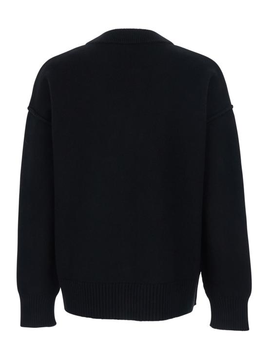 26SS 아미 하트 로고 인타르시아 V넥 가디건 UKC367018009 Black - AMI