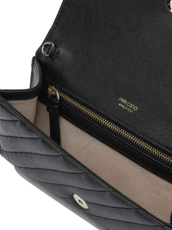 26SS 지미추 가죽소품 AVN CURVE WALLET CHNHBUBLACK SHINY GOLD Black - JIMMY CHOO