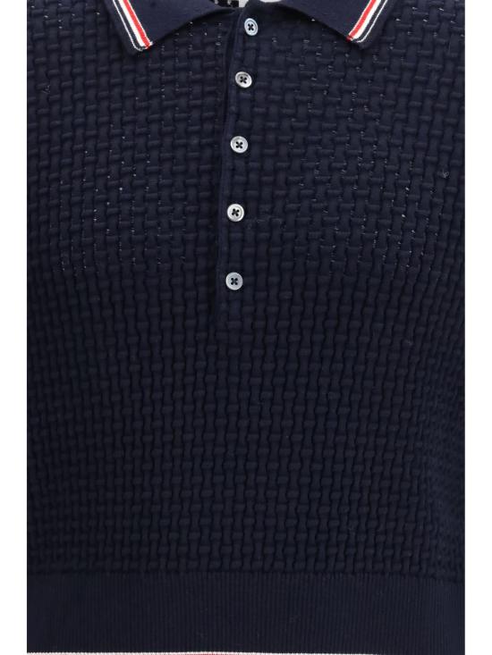 26SS 톰브라운 플로트 리플 스티치 RWB 스트라이프 폴로 MKP155AY3009 415 BLUE - THOM BROWNE