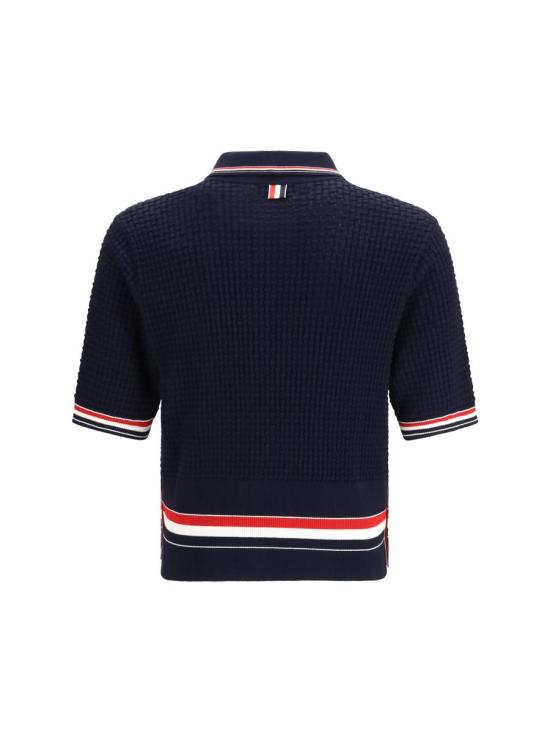 26SS 톰브라운 플로트 리플 스티치 RWB 스트라이프 폴로 MKP155AY3009 415 BLUE - THOM BROWNE