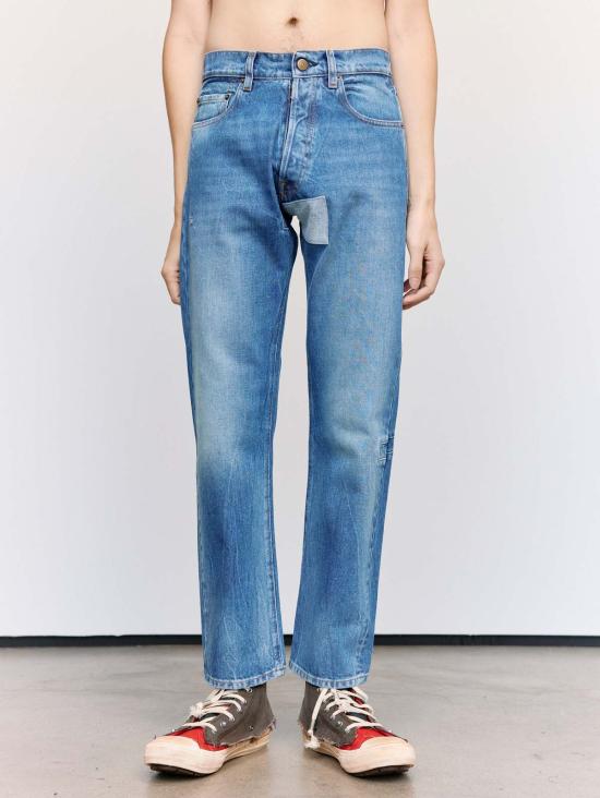  마르지엘라 데님 팬츠 메종  빈티지 워싱 블루 패치 5포켓 진