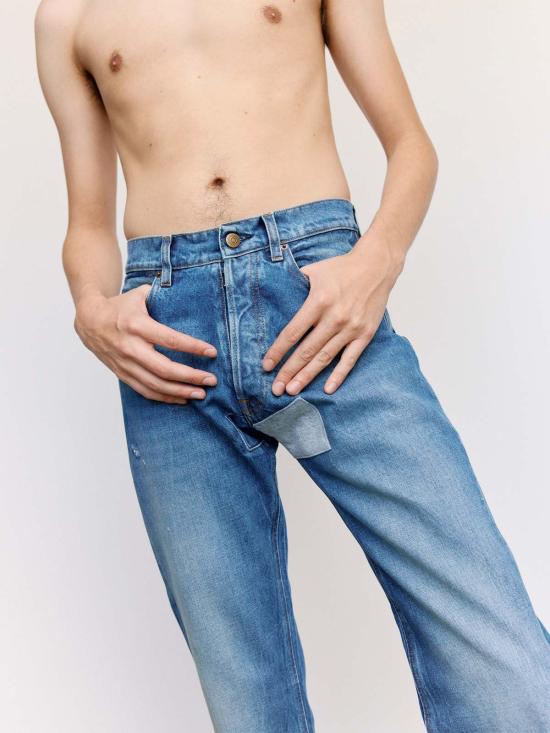  마르지엘라 데님 팬츠 메종  빈티지 워싱 블루 패치 5포켓 진 - MAISON MARGIELA