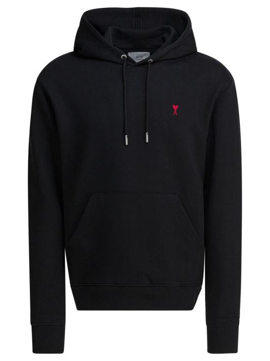 26SS 아미 스몰 하트 로고 루프백 오가닉 코튼 플리스 후드 BFUSW235 730001 Black