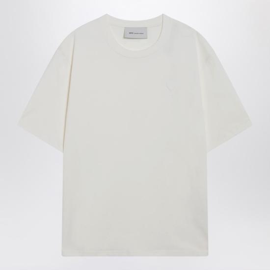 26SS 아미 화이트 코튼 드 하트 엠보스 티셔츠 UTS357726 White