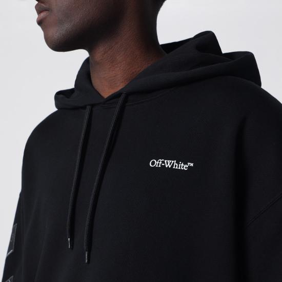 26SS 오프화이트 후드 티셔츠 OMBB085S26FLE001 Black - OFF WHITE