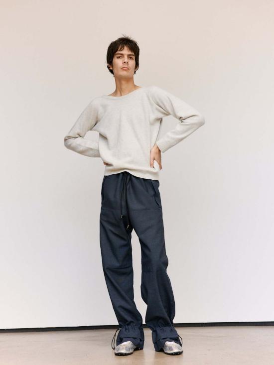  마르지엘라 스웨터 메종  라이트 그레이 울 리버스 브이넥 - MAISON MARGIELA