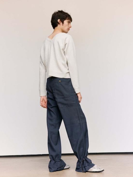  마르지엘라 스웨터 메종  라이트 그레이 울 리버스 브이넥 - MAISON MARGIELA