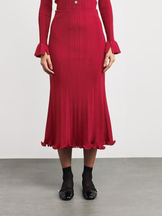 26SS 셀프 포트레이트 미디 스커트 RS26555MSK RED Red - SELF PORTRAIT